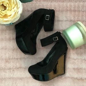 Black Platform wedge Heels